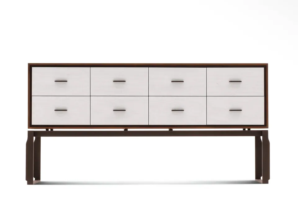 Giorgetti Aei wooden chest of drawers, photographed for the catalogue