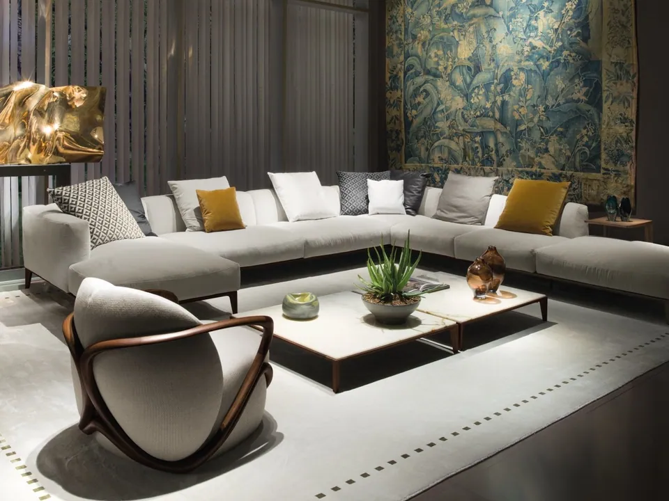 Giorgetti Aton corner fabric sofa, photographed for the catalogue