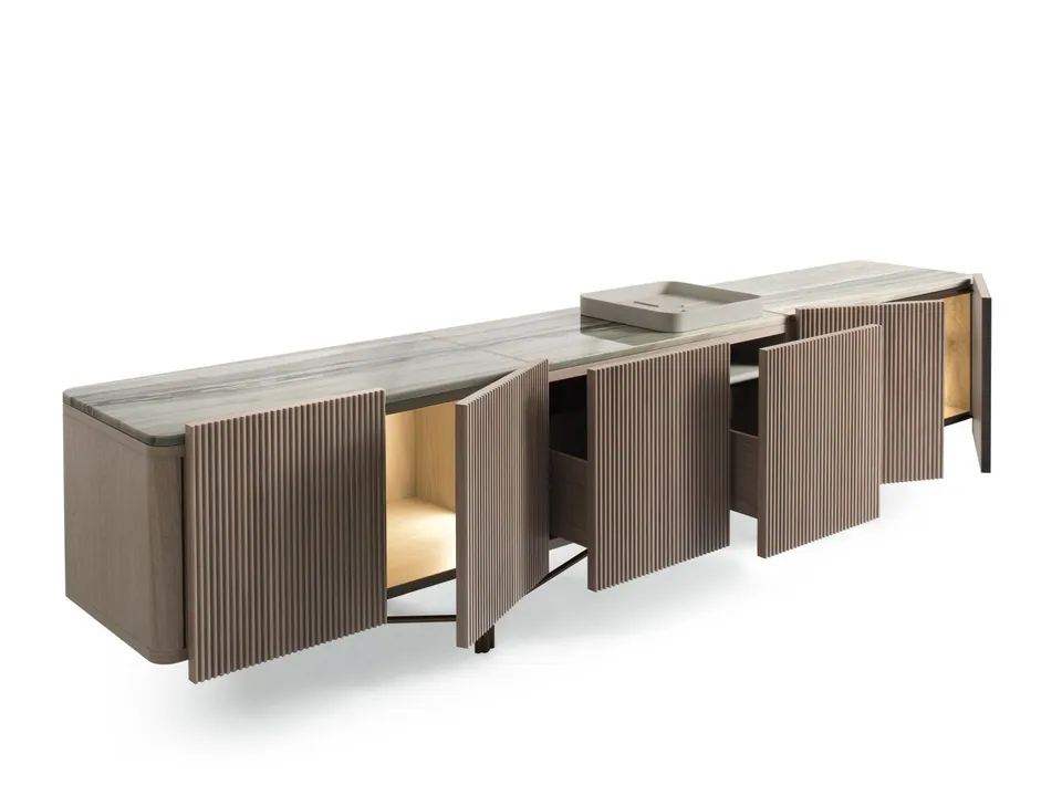 Giorgetti Charlotte walnut highboard, photographed for the catalogue