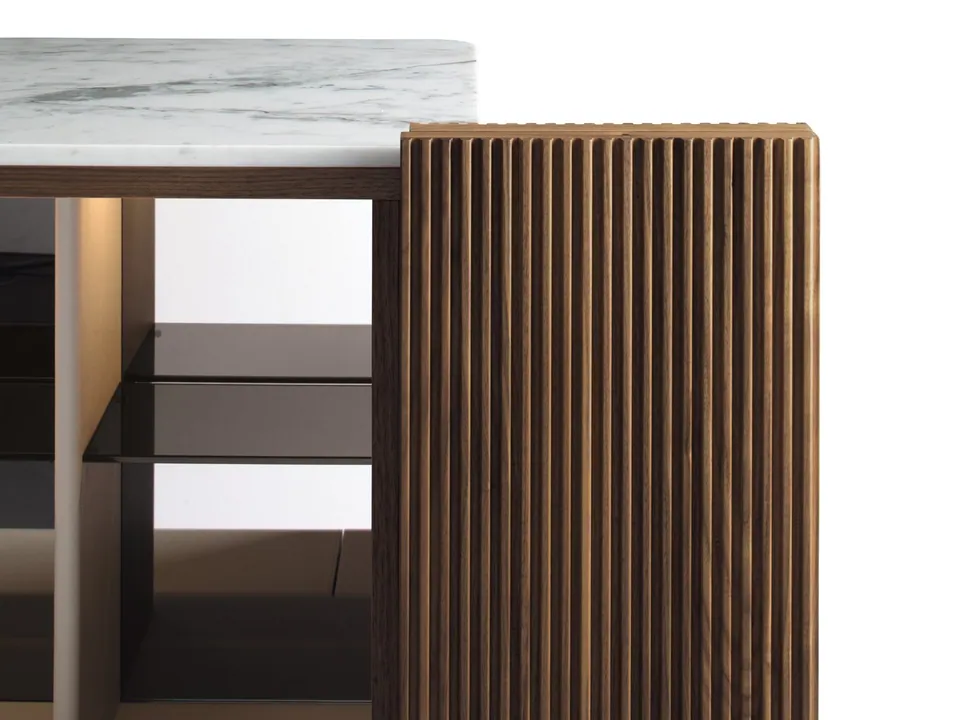 Giorgetti Charlotte walnut highboard, photographed for the catalogue