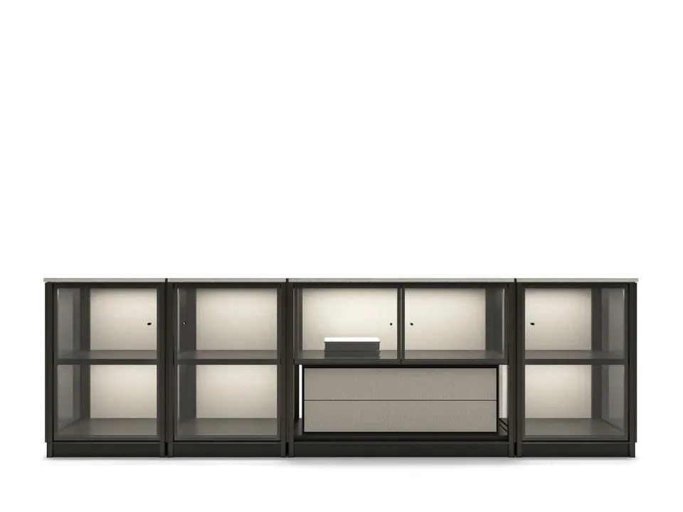 Giorgetti Domus modular sideboard with integrated lighting, Giorgetti furniture made in Meda, Italy