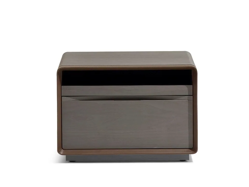 Giorgetti Frame rectangular maple bedside table with drawers, photographed for the catalogue