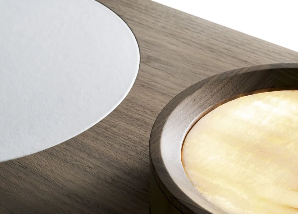 Giorgetti Liz wooden bench, photographed for the catalogue