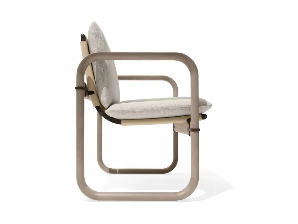 Giorgetti Loop ash low lounge chair with armrests, photographed for the catalogue