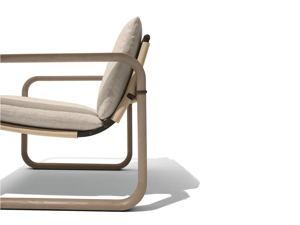 Giorgetti Loop ash low lounge chair with armrests, photographed for the catalogue