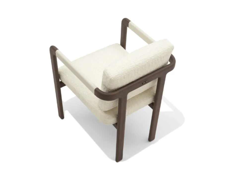 Giorgetti Montgomery fabric easy chair with armrests, photographed for the catalogue