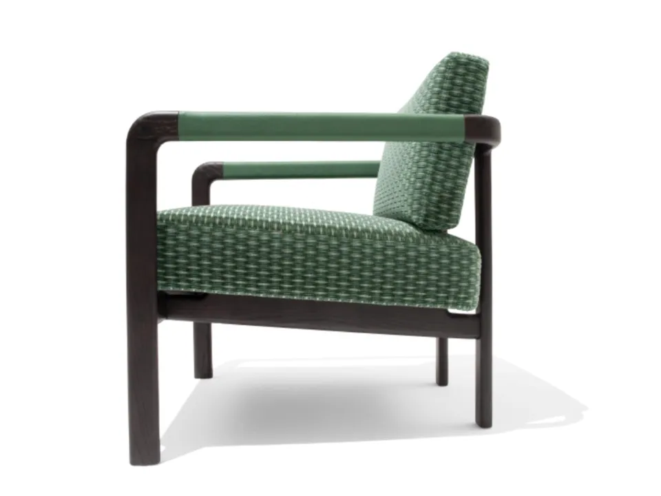 Giorgetti Montgomery fabric easy chair with armrests, Giorgetti furniture made in Meda, Italy