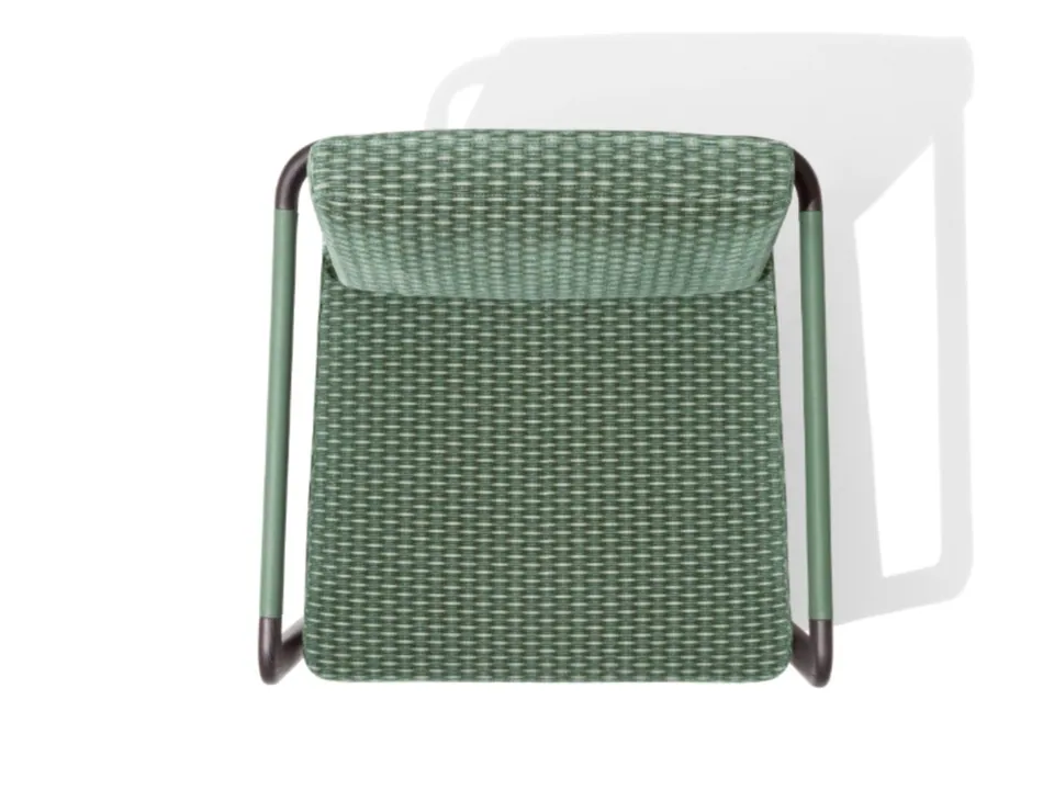 Giorgetti Montgomery fabric easy chair with armrests, photographed for the catalogue