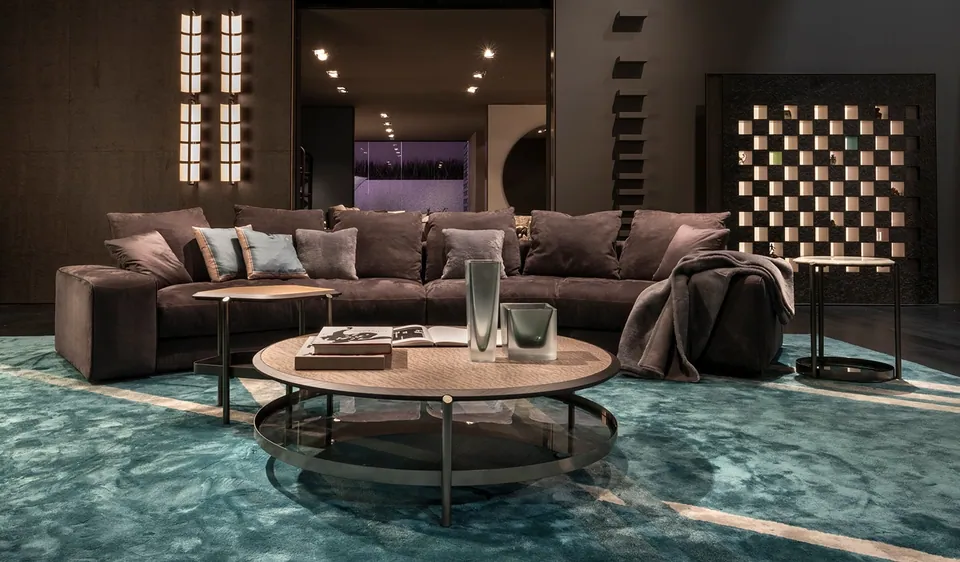 Giorgetti Skyline curved fabric sofa, photographed for the catalogue