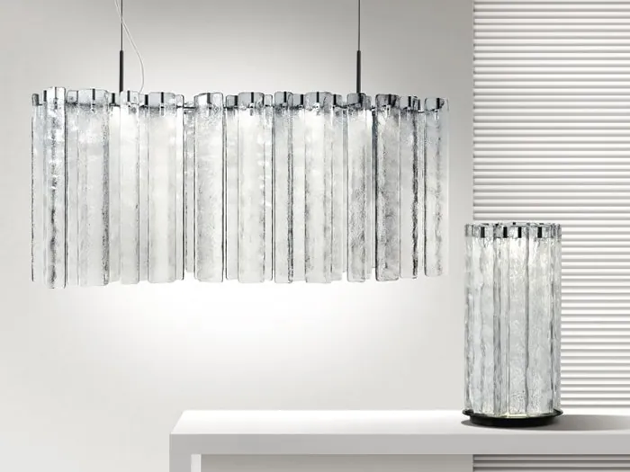 Giorgetti Swords glass table lamp, photographed for the catalogue