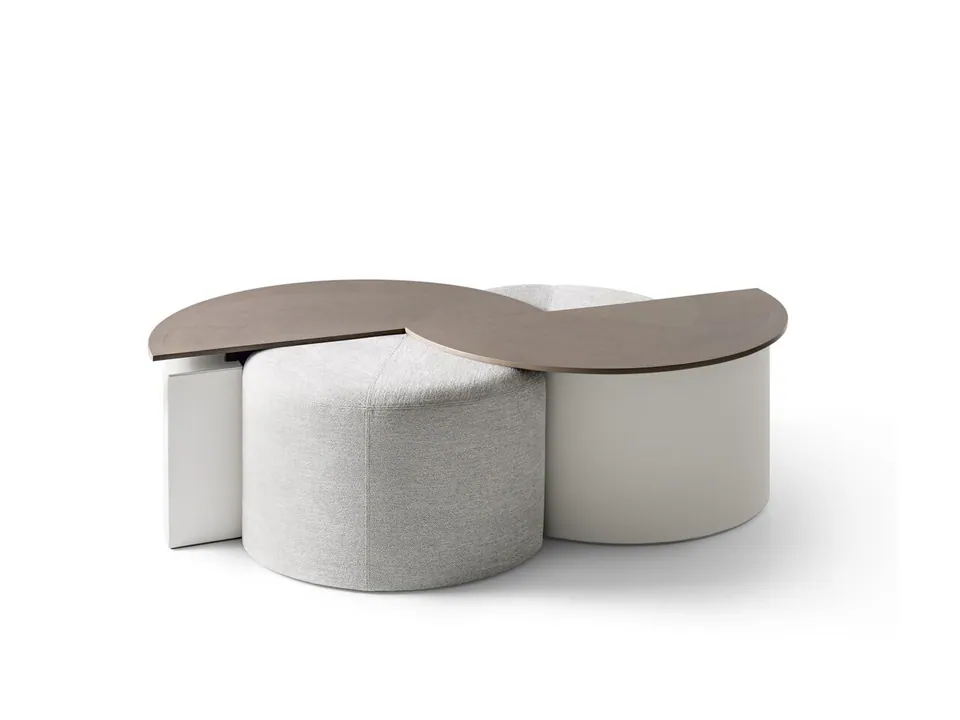 Giorgetti Tiber Tiberina modular leather and hpl coffee table, photographed for the catalogue