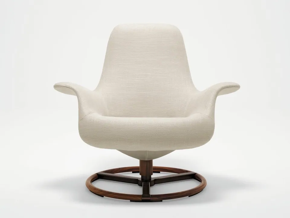 Giorgetti Tilt swivel fabric armchair with armrests, Giorgetti furniture made in Meda, Italy