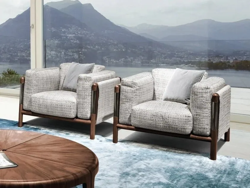 Giorgetti Urban leather armchair with armrests, photographed for the catalogue