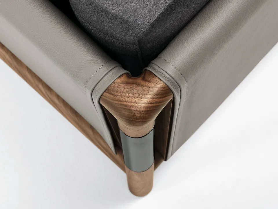 Giorgetti Urban leather armchair with armrests, photographed for the catalogue